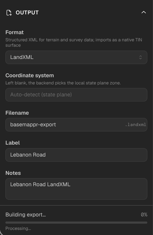 Submit the export job and wait for it to finish processing.